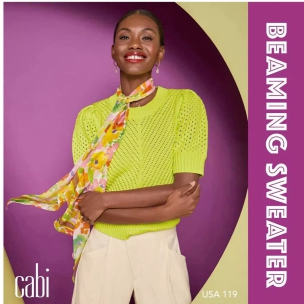 CAbi Neon Green Beaming Sweater